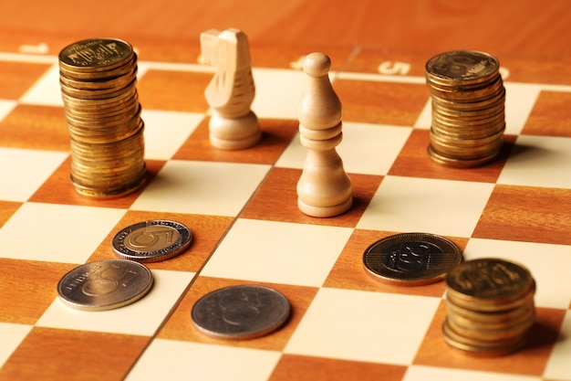 Coins on chessboard