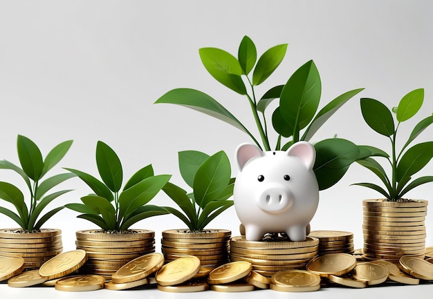 コインを育てる 貯金する 植物を育てる概念 投資から利益を得る