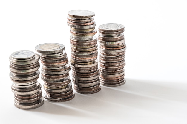 coins stack on white background