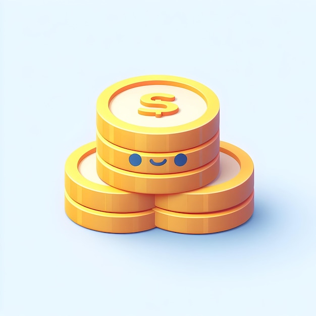 Coins Stack with white background and isolated cute style