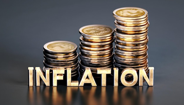 coins symbolize rising costs and inflation in this stock photo illustrating financial pressure and