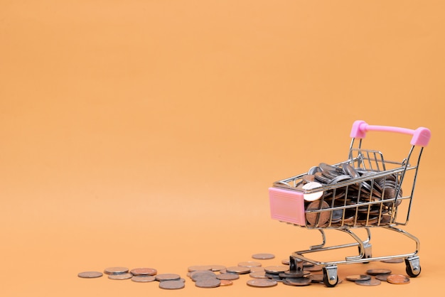 Coins in toy cart