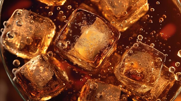 Cola met ijs 3D-vormen in de buurt van Creative resource AI gegenereerd