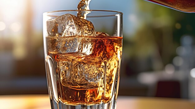 Cola pouring in a glass Generative AI