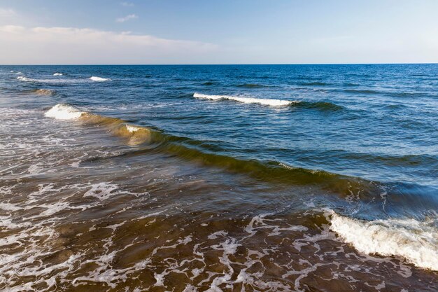 Cold Baltic sea in August, summer holidays and seaside vacations 2022