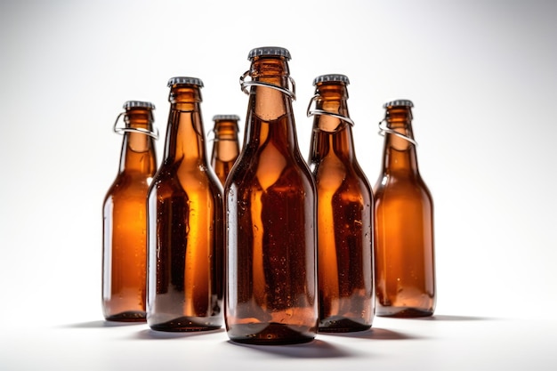 Cold beer bottles with water drops and old opener