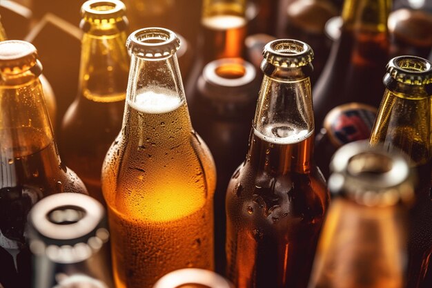 Cold beer bottles