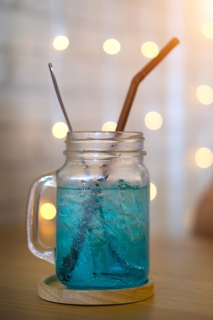 Cold blue cocktail drink, Blue Hawaii Italian Soda