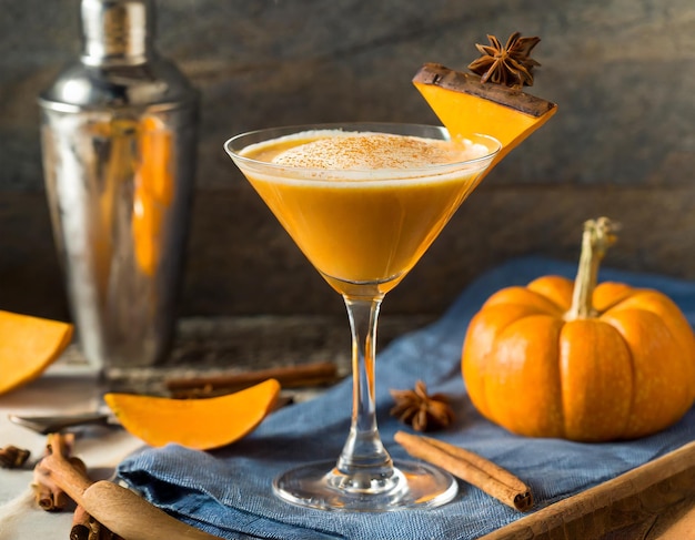 Photo cold boozy pumpkin pie spice martini