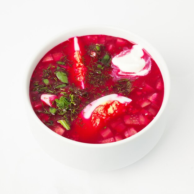 Cold Borsch Soup. Traditional Russian, Polish and Ukraine Ð¡uisine