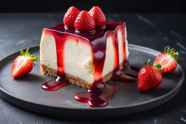 Cold cheesecake with strawberry and strawberry jelly