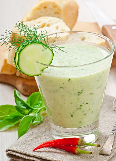 Cold cucumber soup with basil