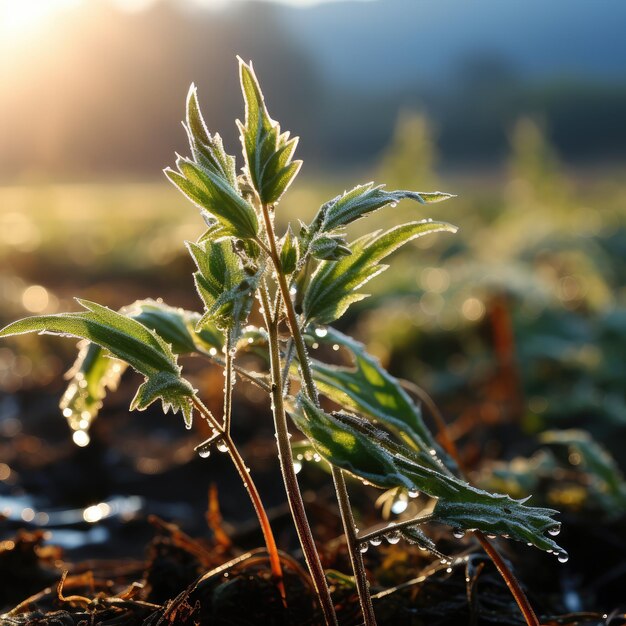 Cold Dew on plants in the morning