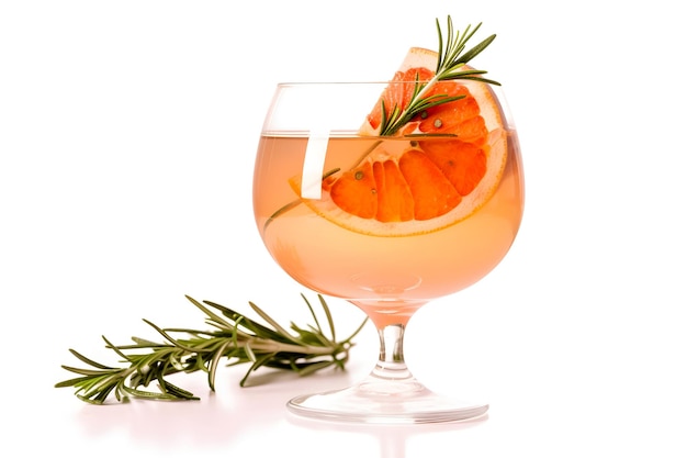 Cold drink with fresh grapefruit juice decorated grapefruit slice and rosemary AI generated