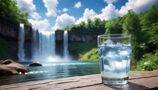 Photo cold drinking water in a glass