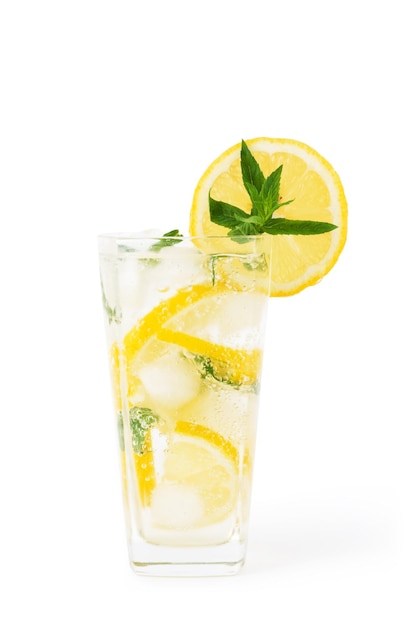 cold fresh lemonade drink with mint