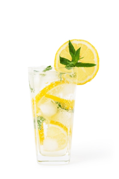 Cold fresh lemonade drink with mint