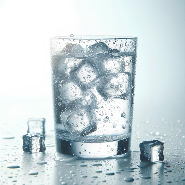 cold glass of water with large drops of condensation on them on white background