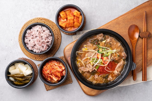 Cold noodles Korean food spicy noodles beef meat dumplings dumplings stirfried pork beef