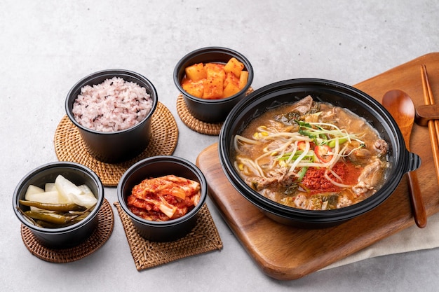 Cold noodles Korean food spicy noodles beef meat dumplings dumplings stirfried pork beef