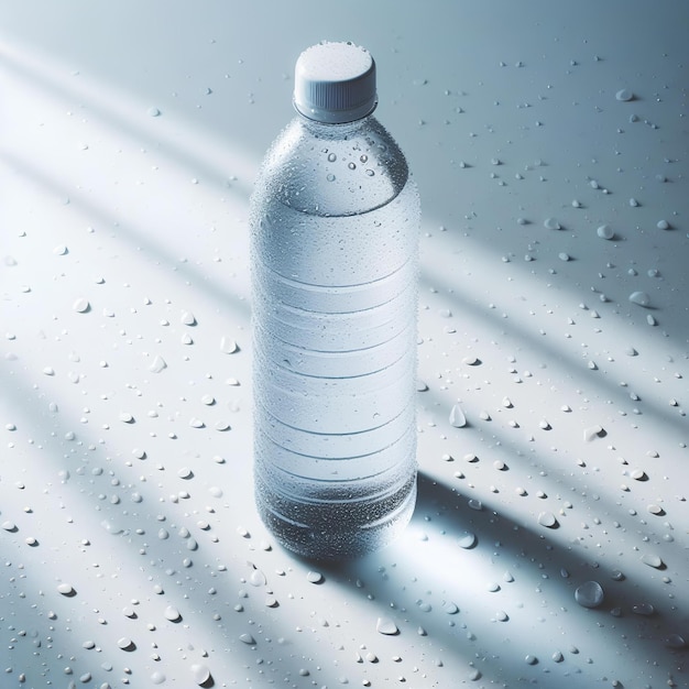 cold plastik water bottle large drops of condensation on them on white background