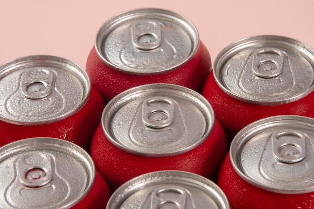 Cold red soda cans for conceptual use