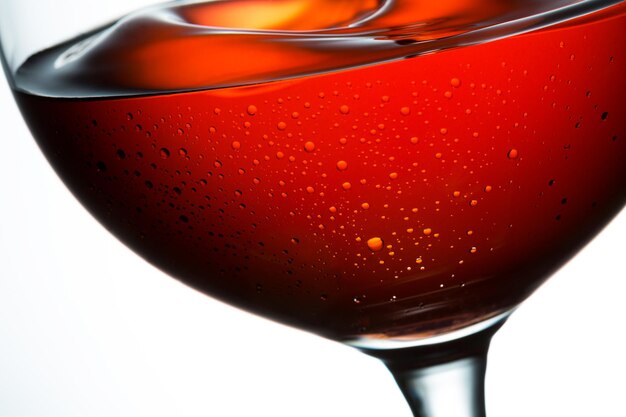 Cold red wine with wavy surface