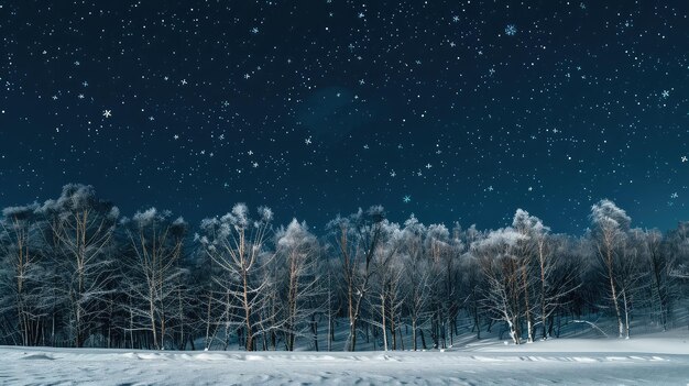 Фото Холодная снежная звездная ночь