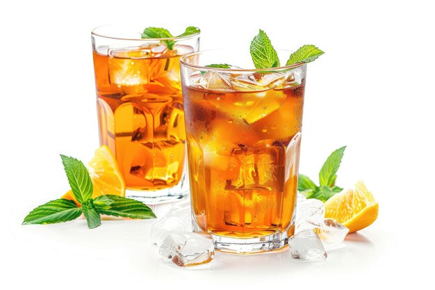 cold tea on white background