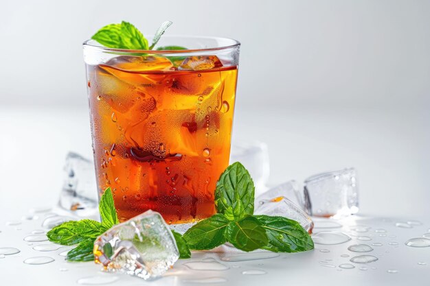 cold tea on white background