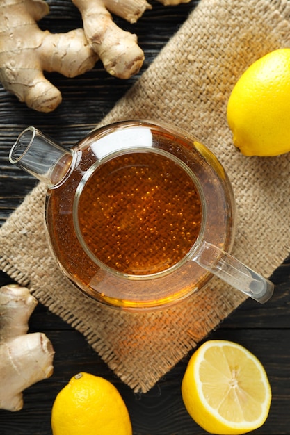 Cold treatment healthcare concept tea with ginger