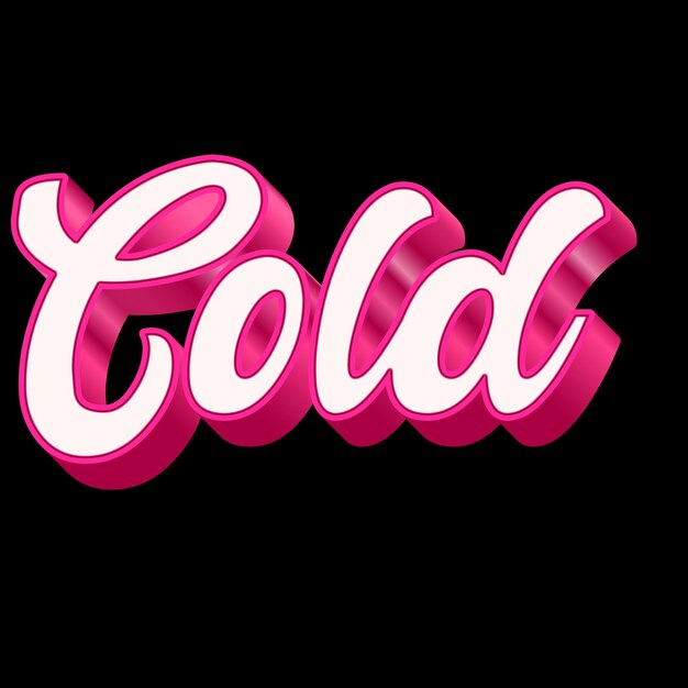 Cold Typography 3D-ontwerp Roze Zwart Witte achtergrondfoto JPG