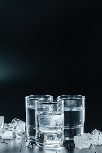 Cold vodka in shot glasses