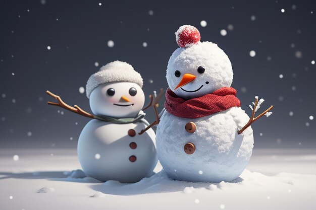 Cold winter snow snowman cute eyes nose mouth hands and scarf wallpaper background illustration