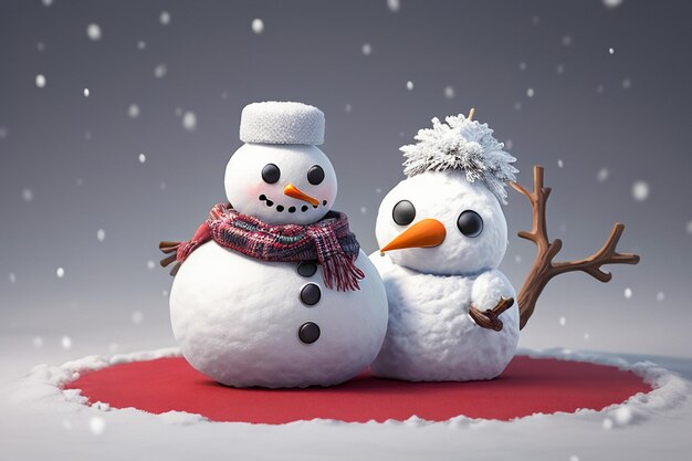 Cold winter snow snowman cute eyes nose mouth hands and scarf wallpaper background illustration