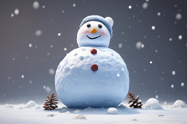 Cold winter snow snowman cute eyes nose mouth hands and scarf wallpaper background illustration