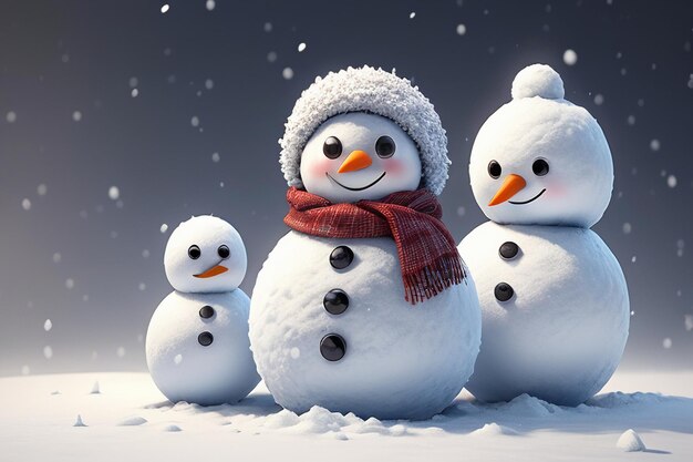 Cold winter snow snowman cute eyes nose mouth hands and scarf wallpaper background illustration