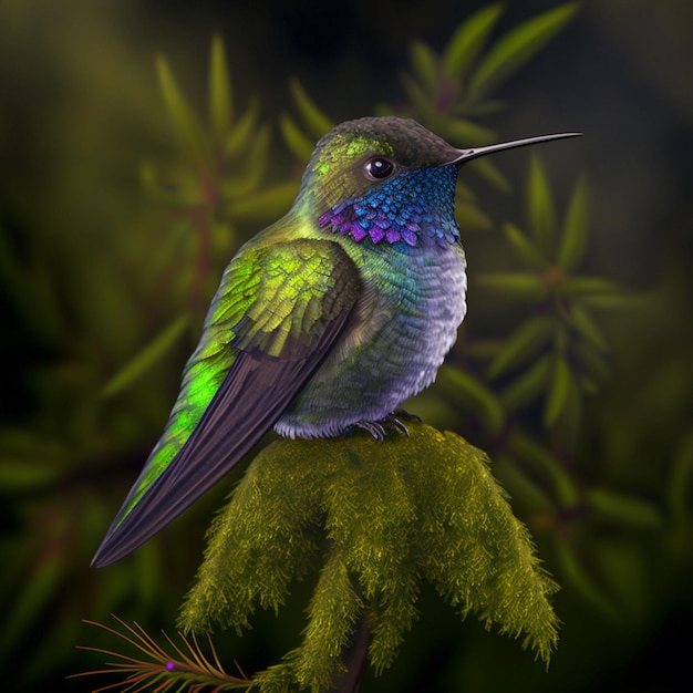 Colibri bird in the nature illustration