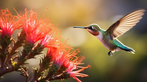 Colibri of kolibrie met bloemen