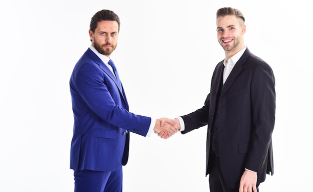 Collaboration of business people. Men shaking hands. Handshake sign of successful deal. Business meeting. Business deal leaders company. Capital merger. Glad to meet you. Thank you for cooperation.