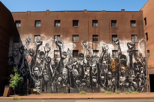 Collaborative Essence Street Art Mural Melding Styles on Historic Brick Canvas