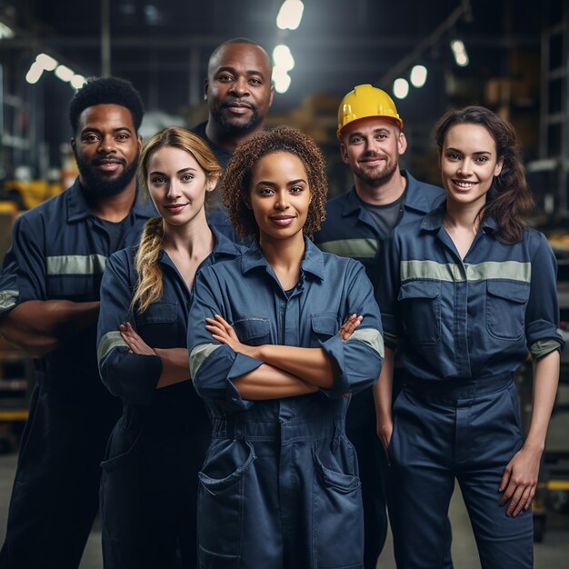 Collaborative Group of Diverse Industry Workers
