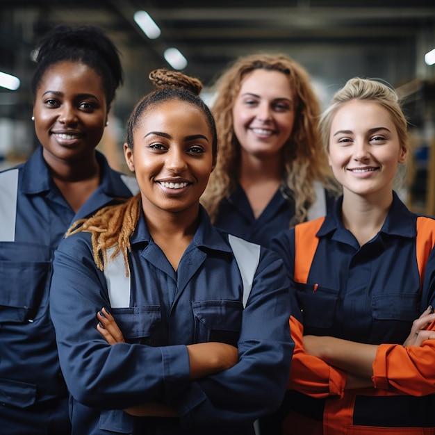 Photo collaborative group of diverse industry workers