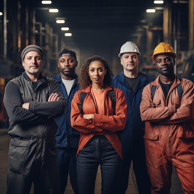 Collaborative Group of Diverse Industry Workers