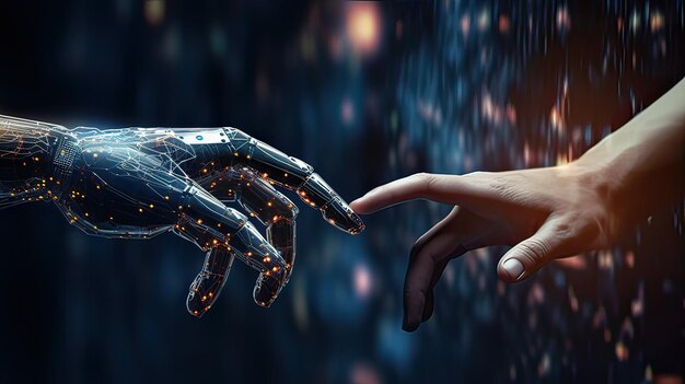 Photo collaborative synergy of ai and human hands