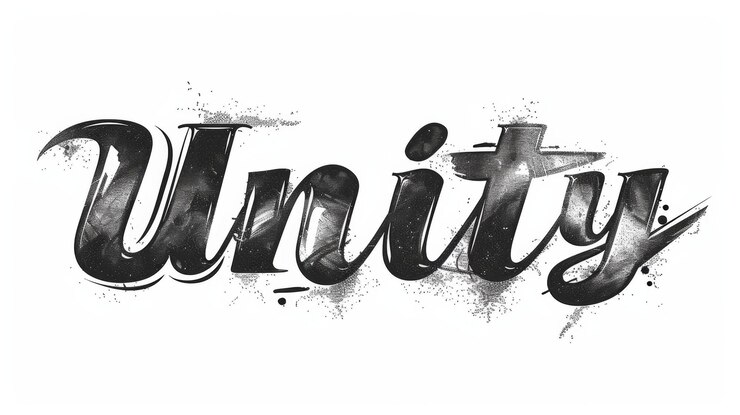 Photo collaborative teamwork symbol created in uncial calligraphy