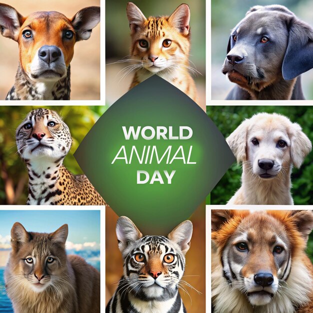 Photo a collage of animals including one of the worlds largest animal day