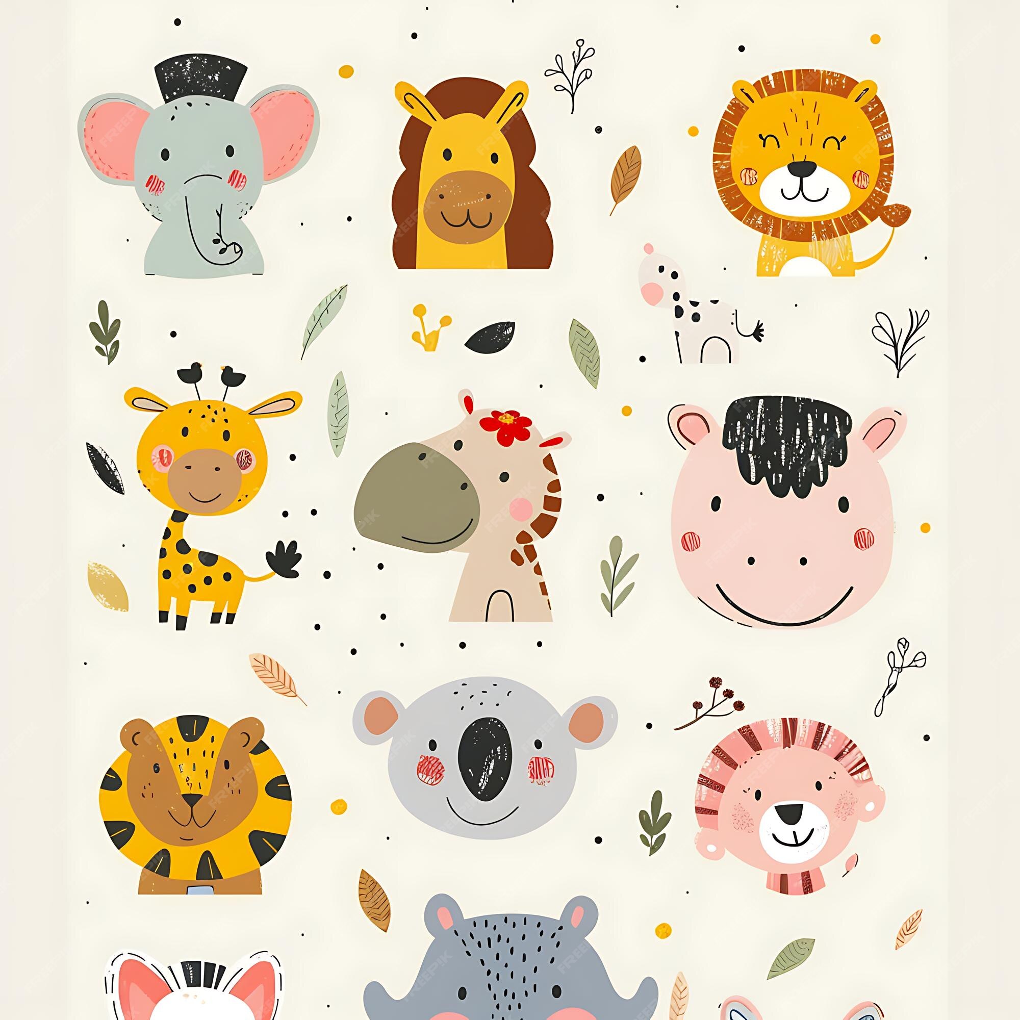 Premium Photo | A collage of animals with different colors and the word