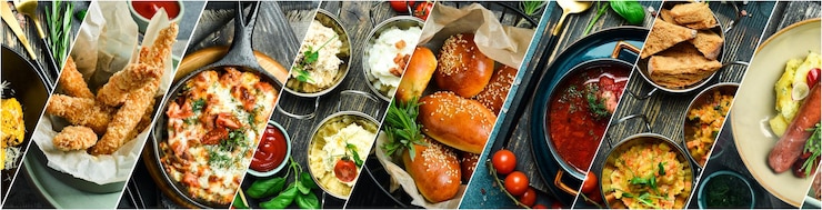 Foto collage assortiment gerechten uit verschillende landen van de wereld voedsel en snacks