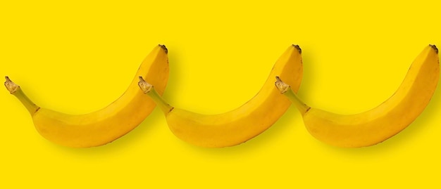 Collage of bananas on a yellow background